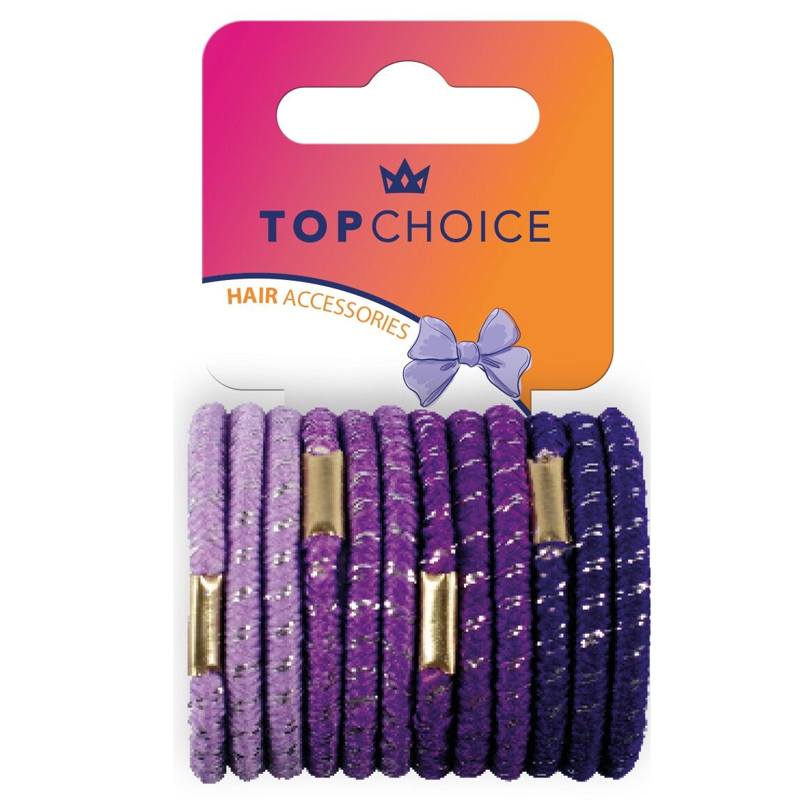 Set 12 elastice de par, mov, Top Choice 21312
