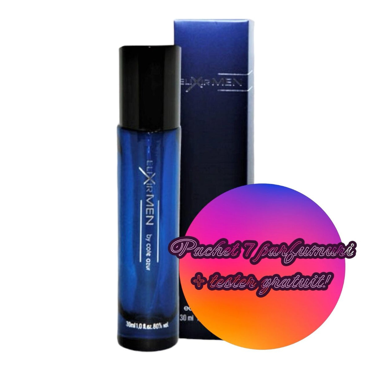 Set 7 Apa de toaleta Cote d'Azur, Elixir, Blue, Barbati, 30ml + 1 Tester GRATUIT