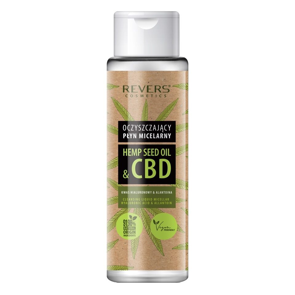 Apă micelara demachianta cu ulei natural de cânepă cu CBD, 100% vegan, Revers, 400 ml