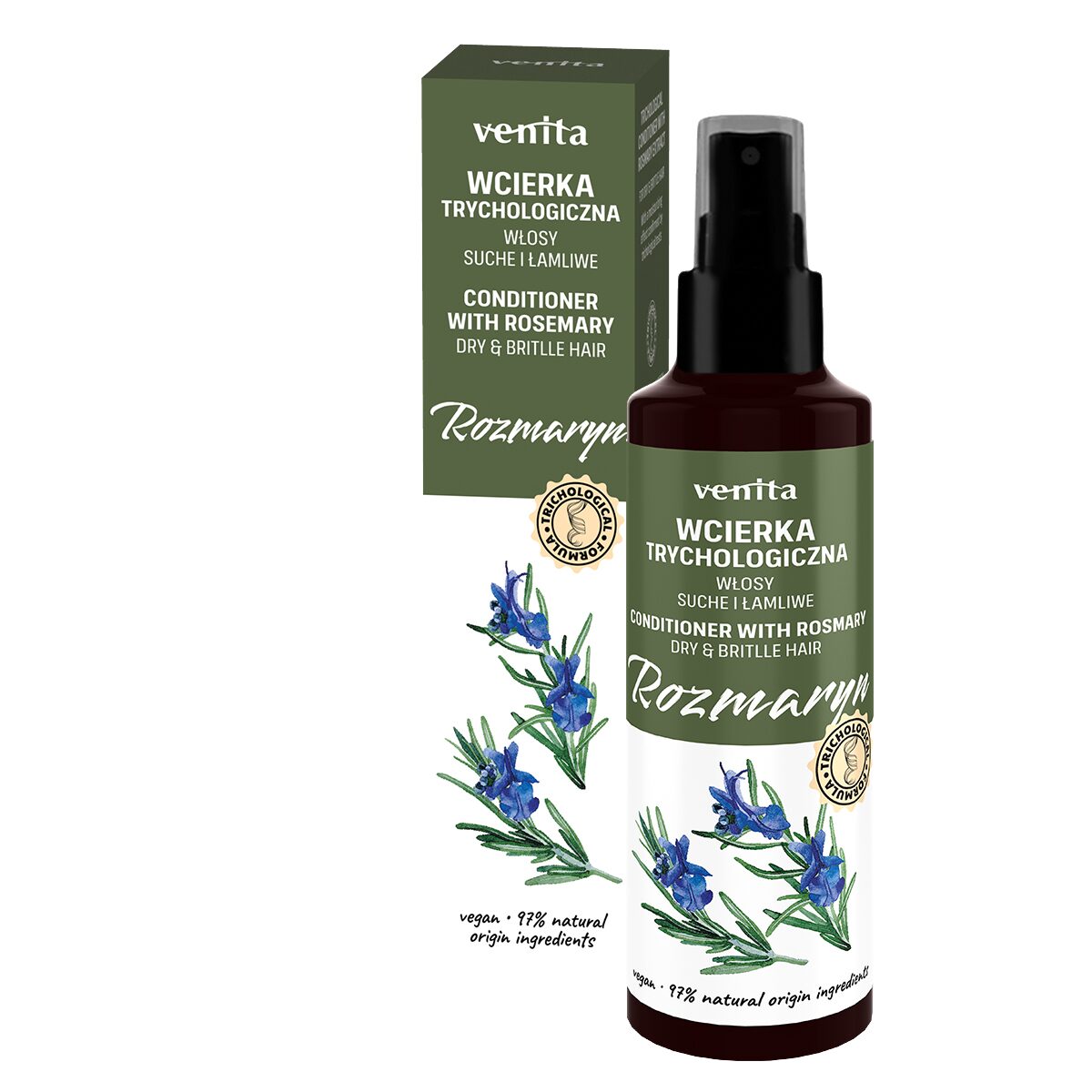 Lotiune Tricologica pentru par cu extract de Rozmarin pentru par uscat si fragil, Venita, 100ml