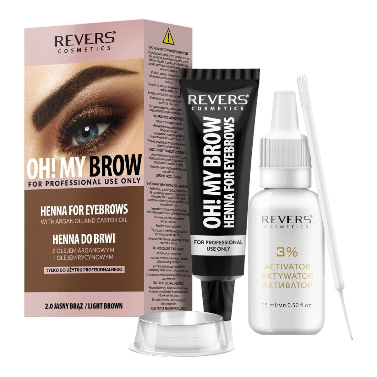 Vopsea de sprancene Henna Oh! My Brows, Revers, Maro Deschis, 2.0, 30ml