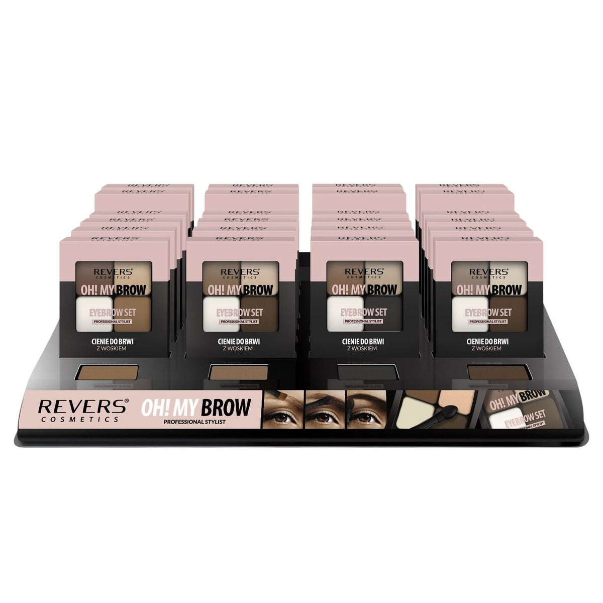 Set 24 bucati Kit fard de sprancene cu 4 culori, Professional Stylist, Revers