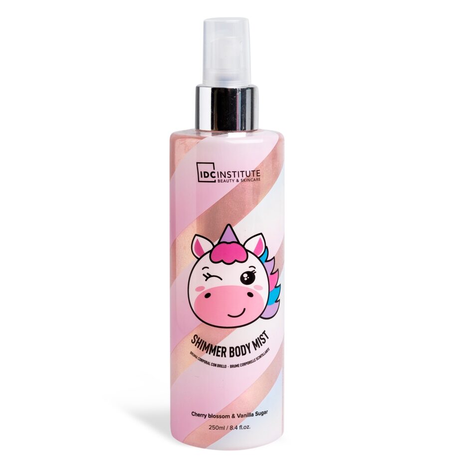 Spray de corp cu sclipici Cute Animals Shimmer Mist Unicorn, IDC Institute 42143, 250 ml