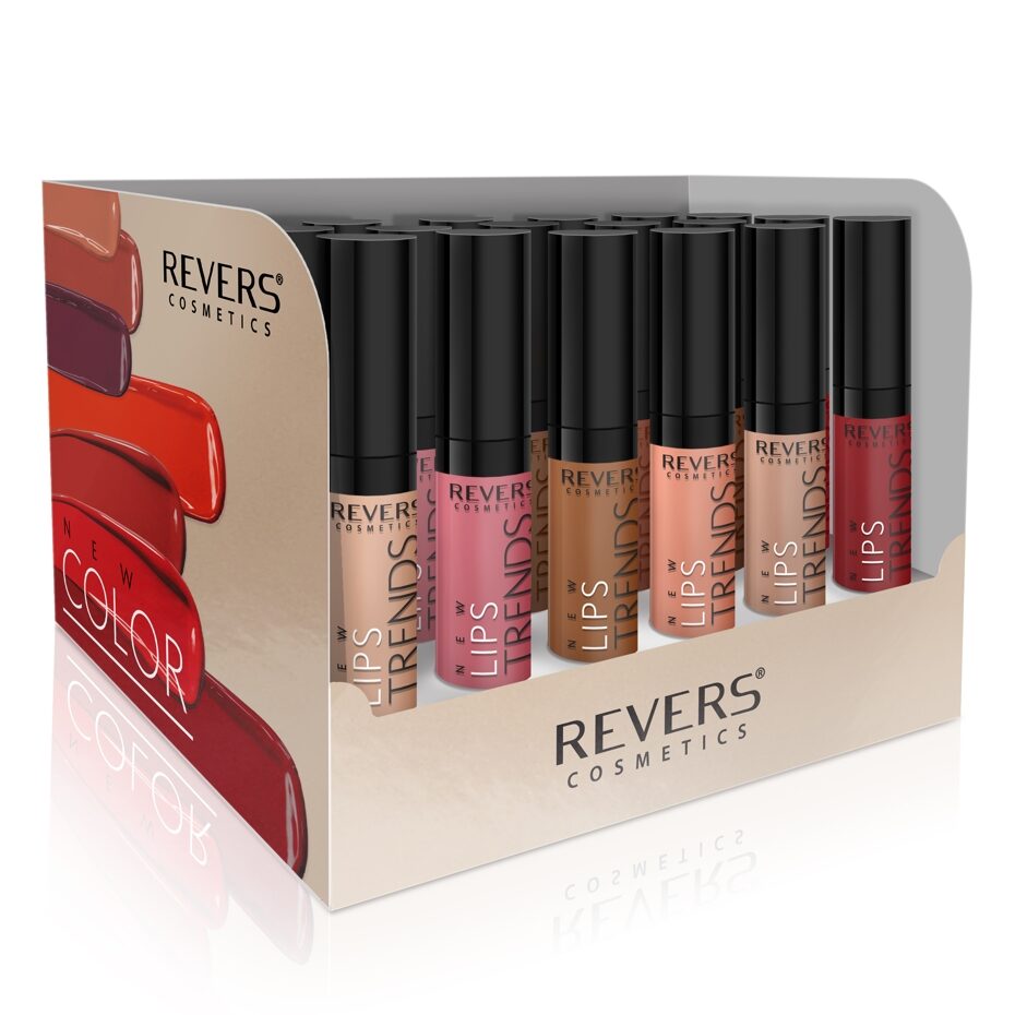 Set cu 24 bucati Ruj lichid New Lips Trends, Revers, Set II Nude