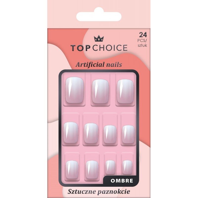 Set 24 unghii artificiale Ombre, roz, Top Choice, 78446