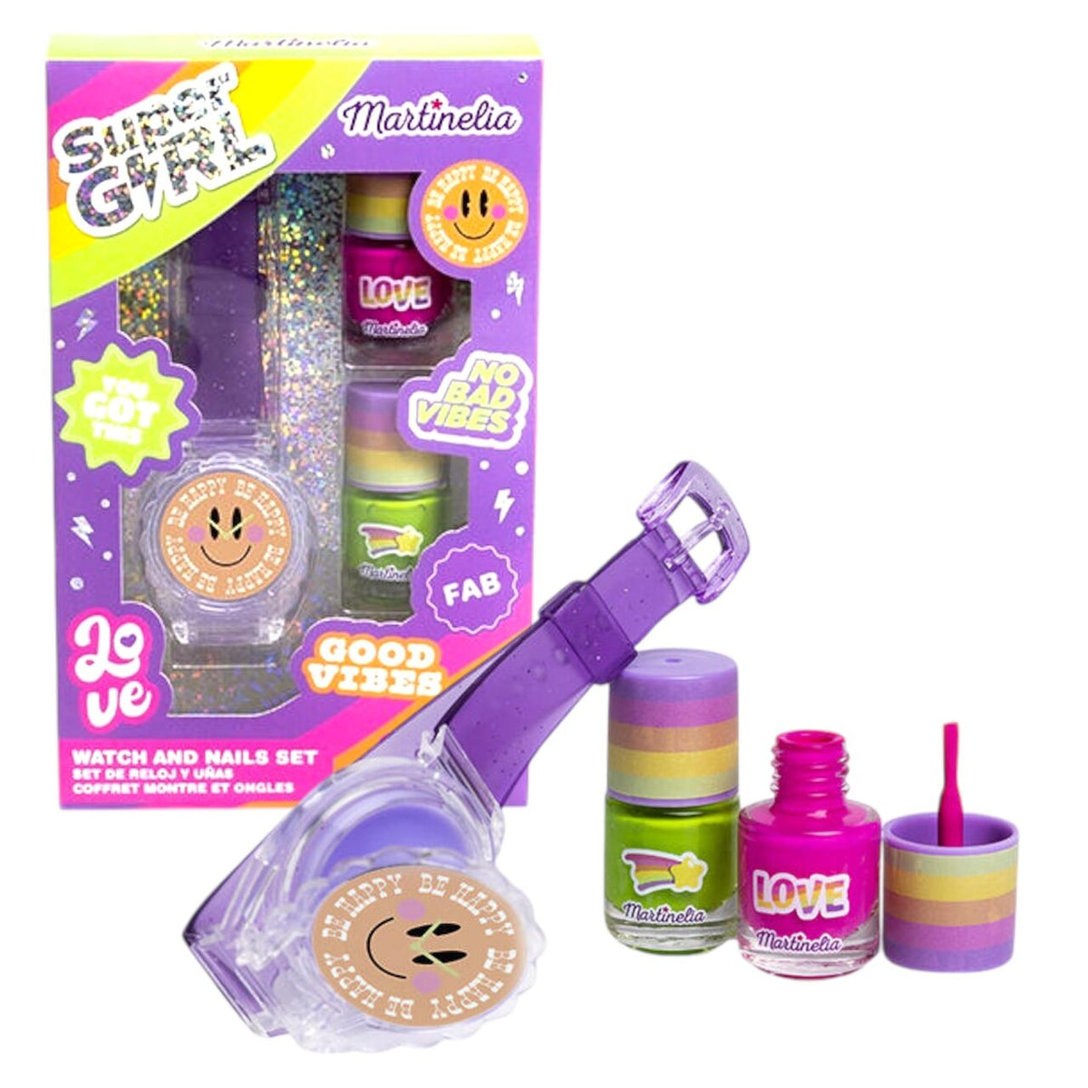 Set ceas, lac de unghii si luciu de buze Super Girl Martinelia 44056