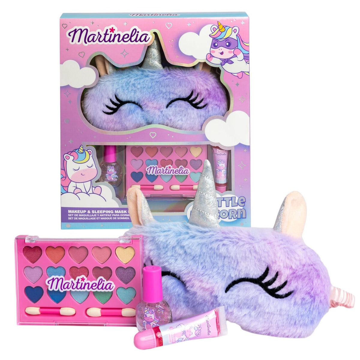 Set cosmetice pentru fetite si masca de dormit, Little Unicorn , 12024, Martinelia