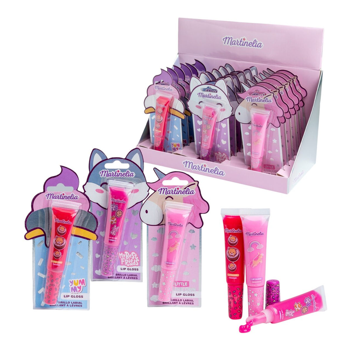 Set 18 bucati gloss de buze pentru fetite Juicy World, Martinelia 35076