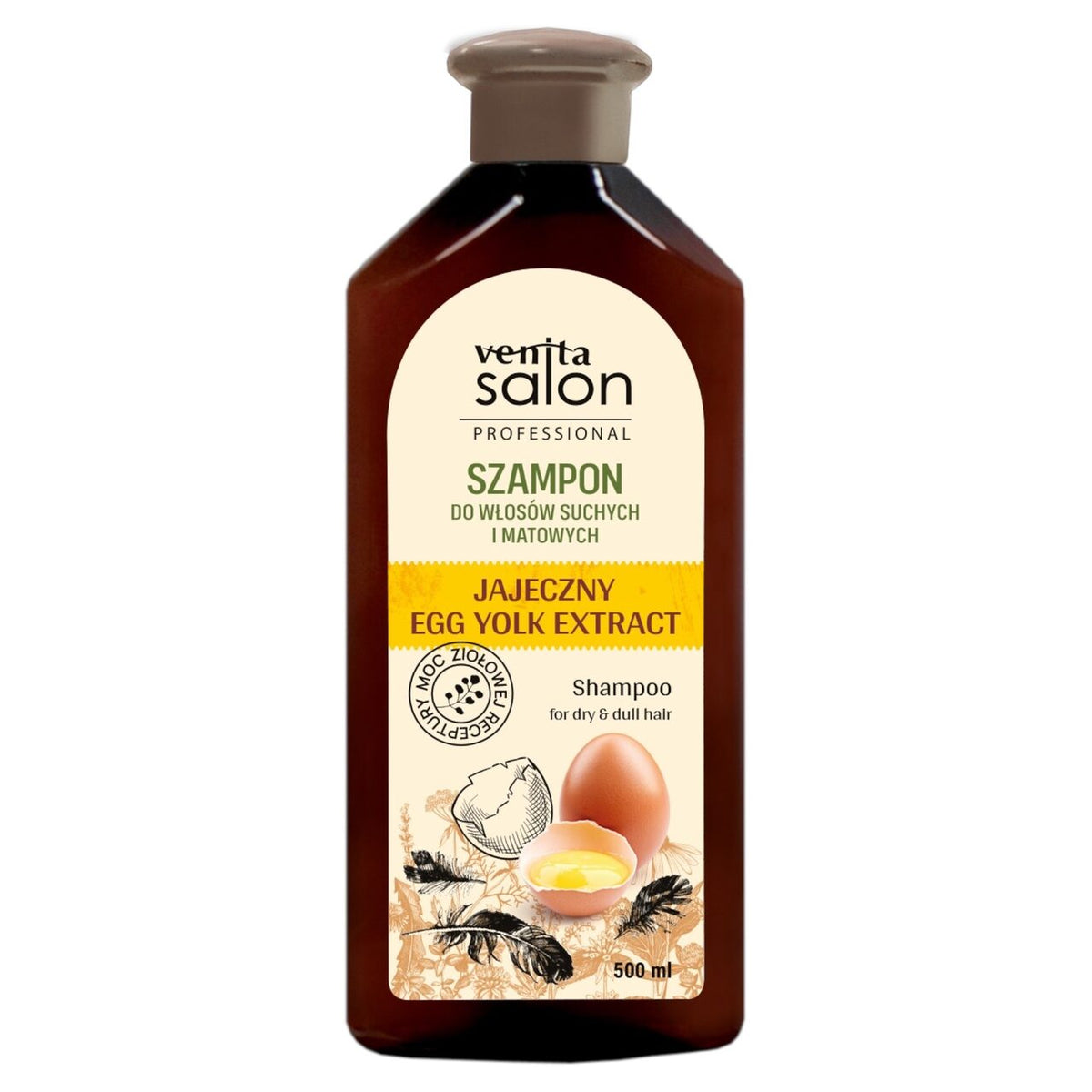 Sampon Herbal, cu Extract de Galbenus de Ou, Salon Professional, pentru par uscat si tern, Venita, 500ml