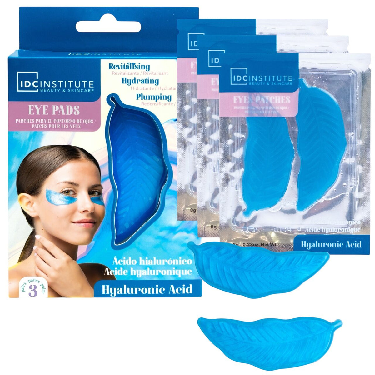 Pad pentru ochi cu acid hyaluronic 3 perechi, IDC Institute, 90302