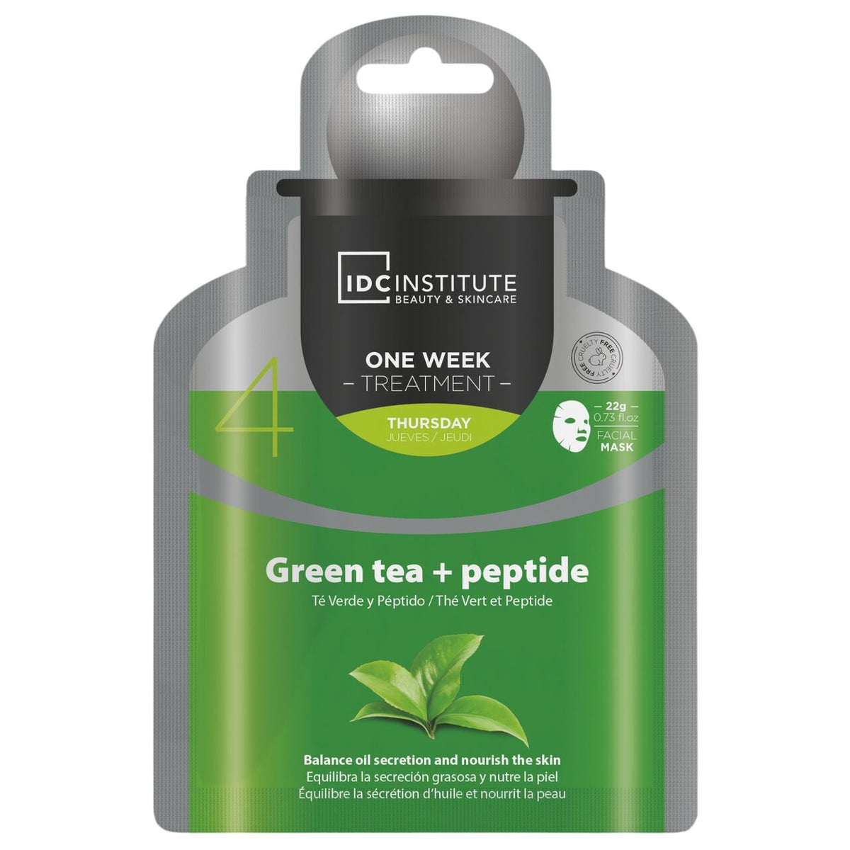 Masca faciala One Week cu Green Tea + Peptide, IDC Institute, 30903, 22 gr