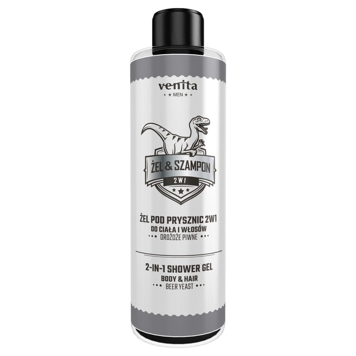 Gel de dus si sampon 2 in 1, pentru barbati, cu extract din drojdie de bere, Venita, 300ml