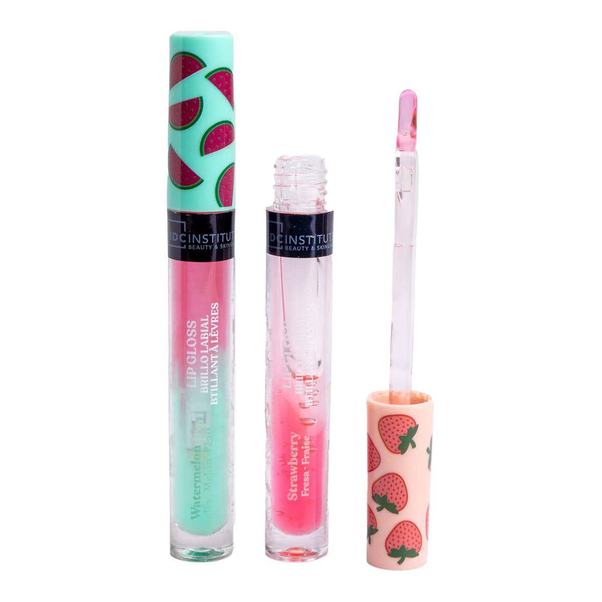 Set 2 luciu de buze cu aroma de capsuni si pepene verde 26029, IDC Institute, 7 ml