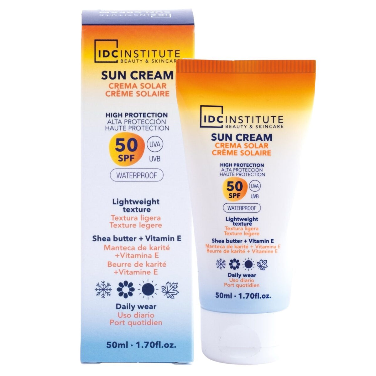 Crema cu protectie solara SPF 50 Waterproof, 90351, IDC Institute, 50 ml