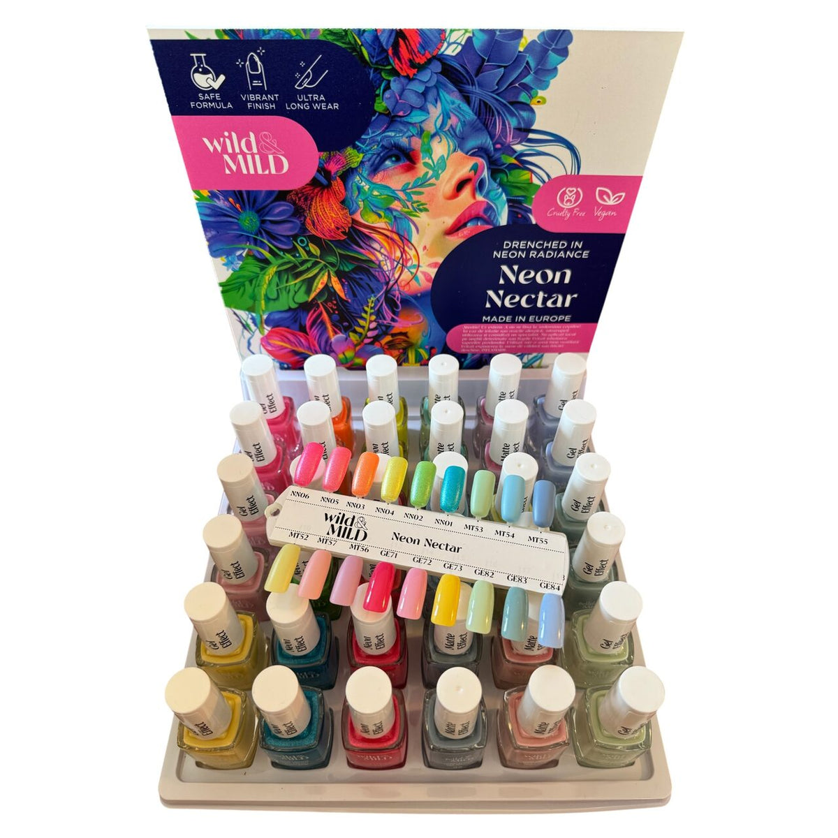 Display cu 36 bucati Lac de unghii Neon Nectar, Wild & Mild