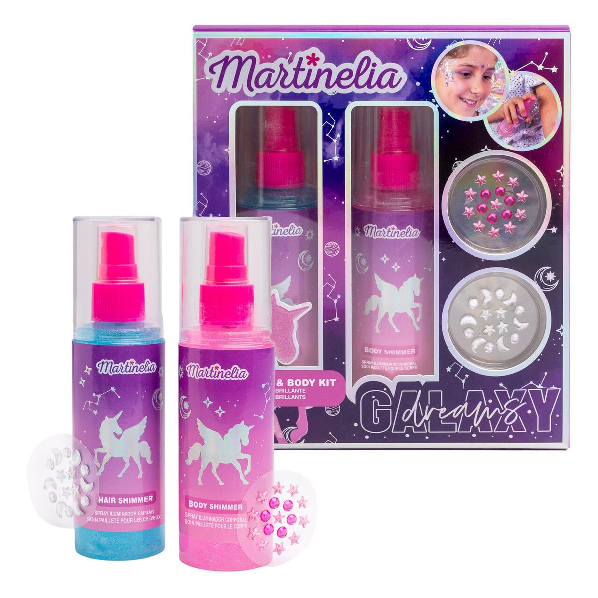 Set sclipici pentru păr si corp Cosmic Glowy Galaxy Dreams, Martinelia, 85429