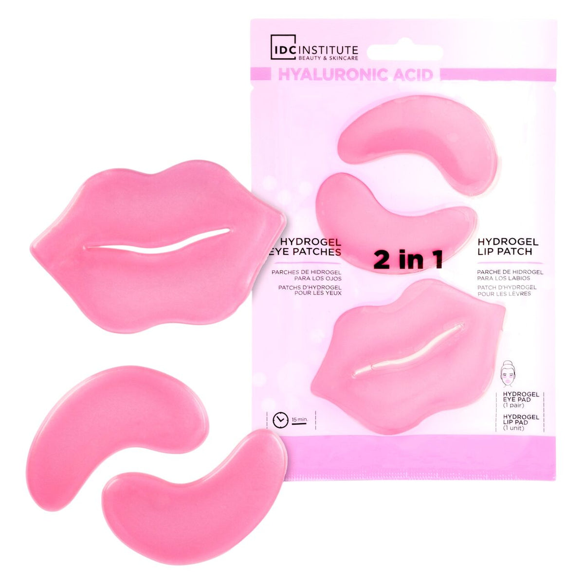 Masca 2 in 1 pentru ochi si buze cu acid hyaluronic, 90382, IDC Institute,