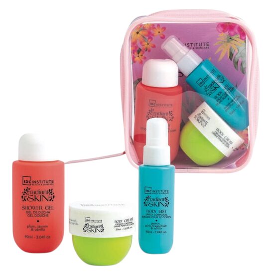 Set Travel 3 produse de ingrijire cu borseta transparenta Radiant Skin, IDC Institute, 90325