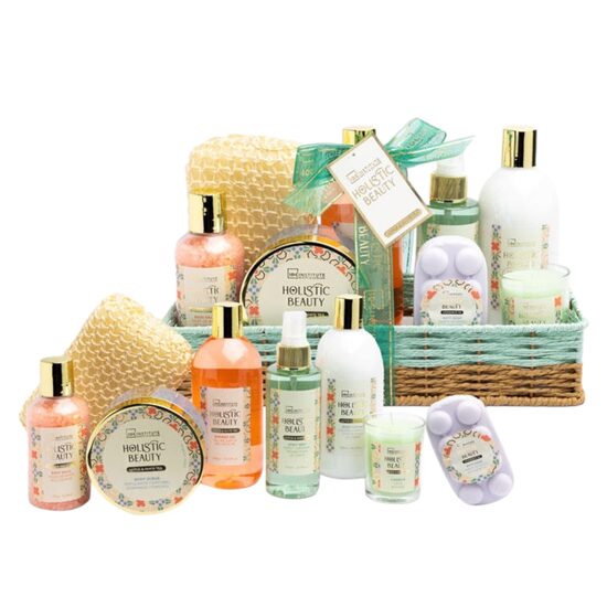 Set cadou spa in cos decorativ, Holistic Beauty Lotus & White Tea cu 8 produse, IDC Institute, 42223
