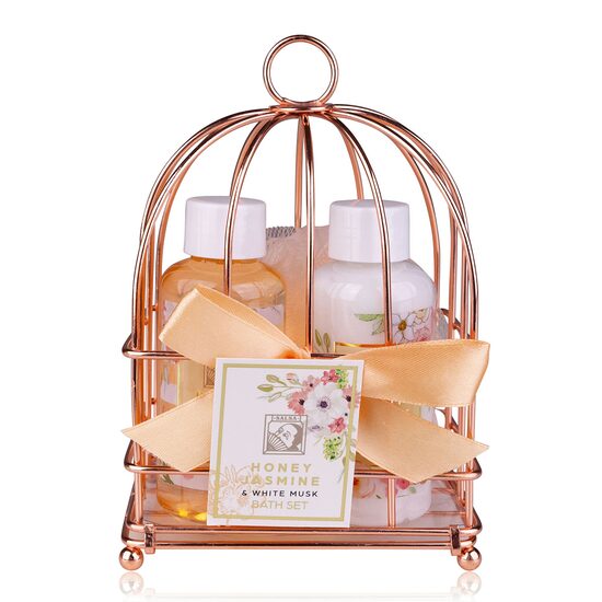 Set cadou baie Honey Jasmine & White Musk – coș metalic rosé, Accentra, 6058056