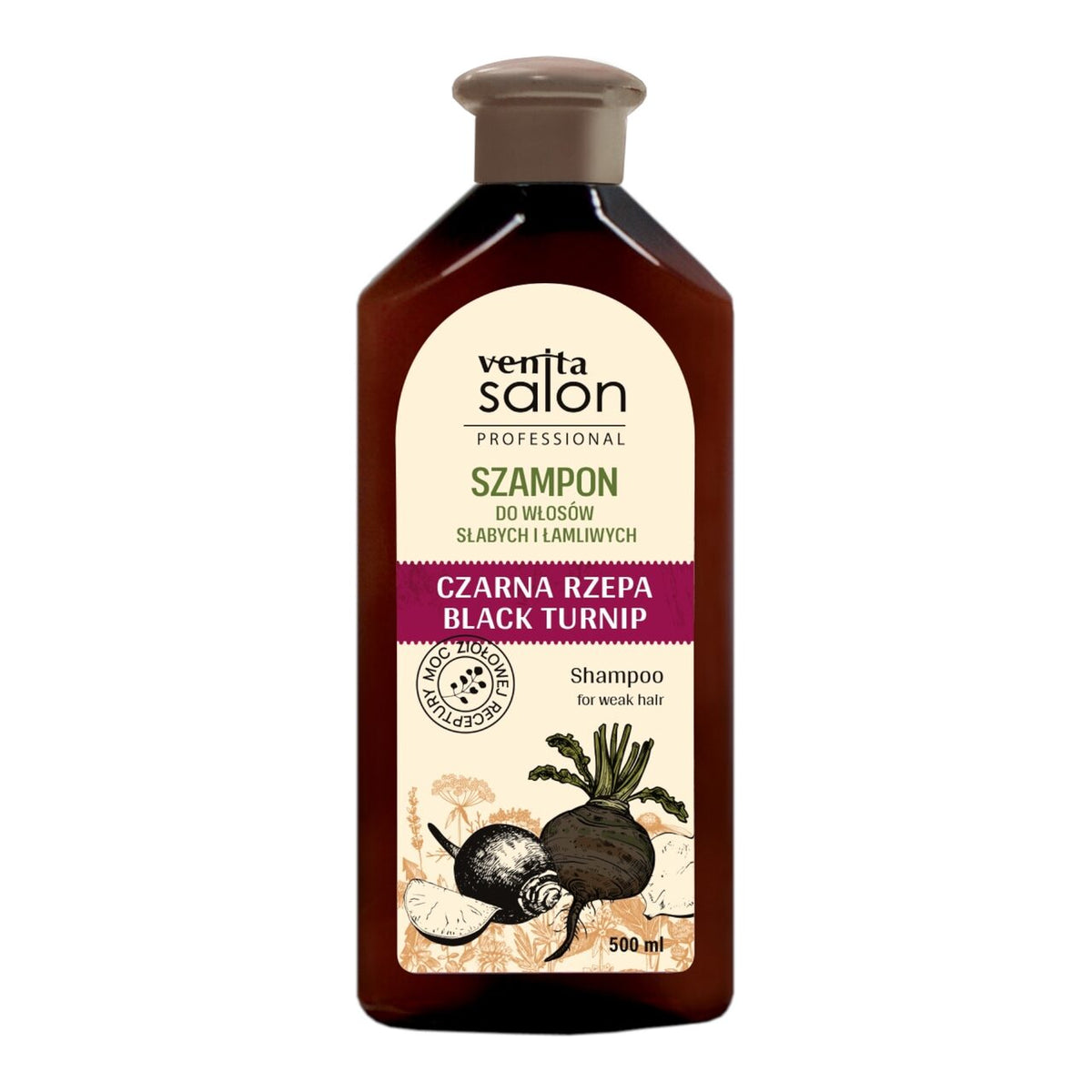 Sampon Herbal, cu Extract de Nap Negru, Salon Professional, pentru par fragil, subtire, Venita, 500ml