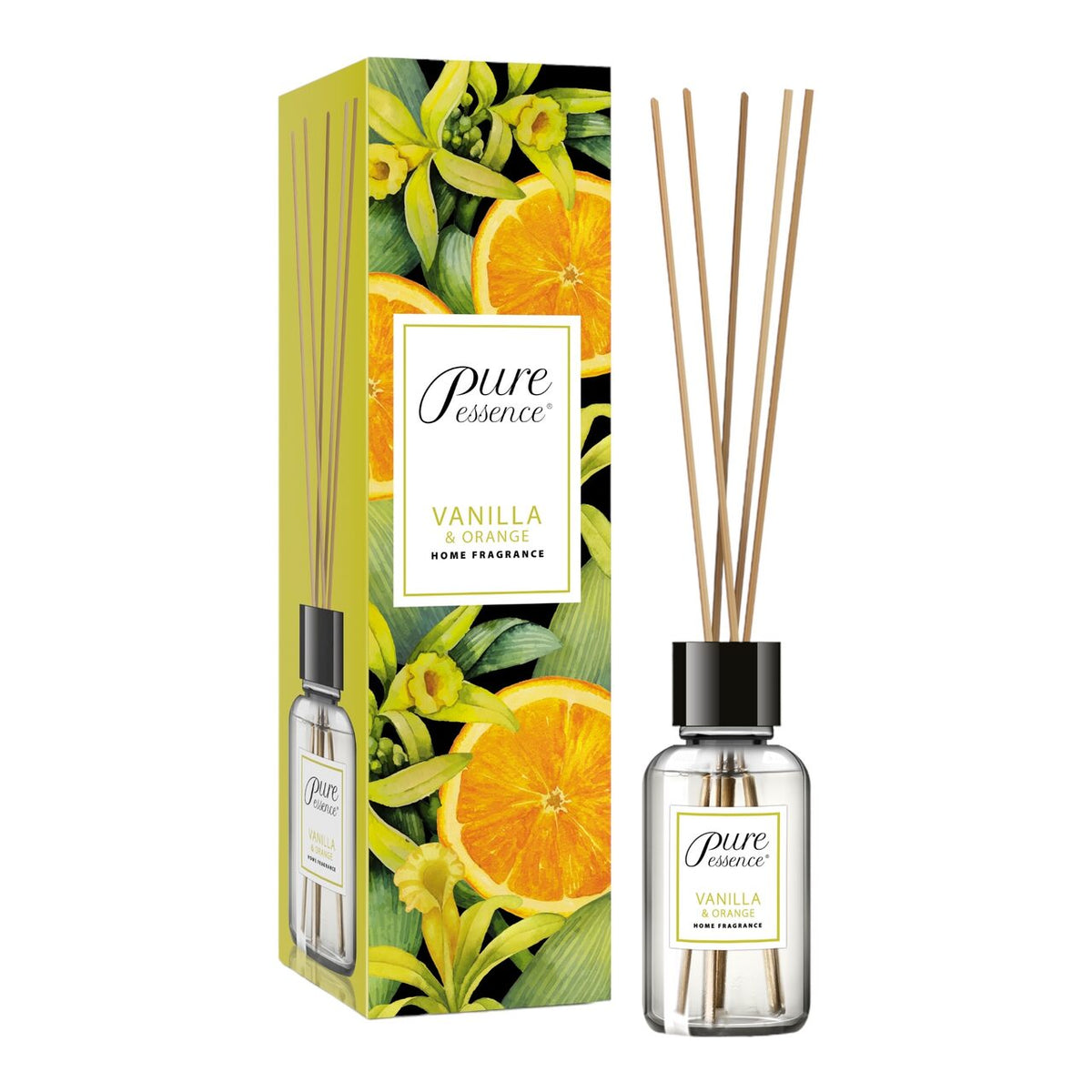 Difuzor cu betisoare parfumate Pure Essence, Vanilie si flori de portocala, 25 ml