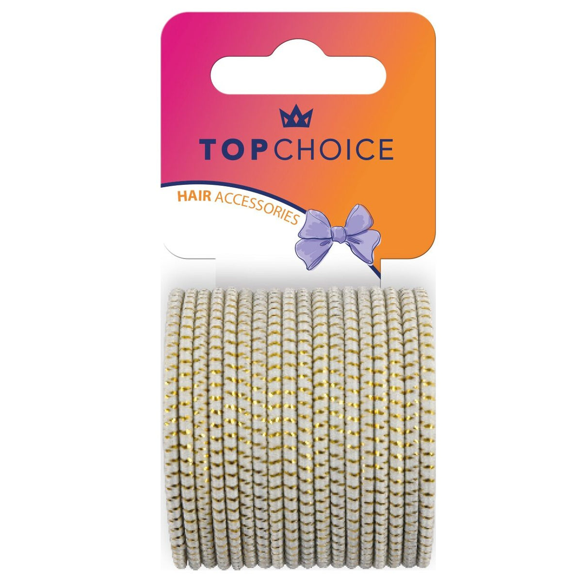Set 18 bucati Elastic de par Top Choice, crem cu insertii aurii, TC22463