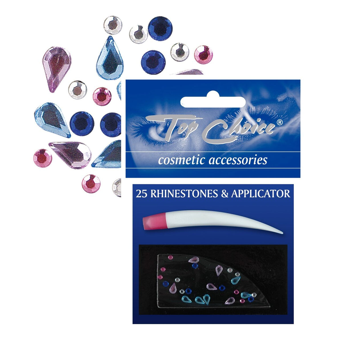 Cristale pentru corp si unghii, Top Choice, set de 25 de bucati, cu aplicator inclus