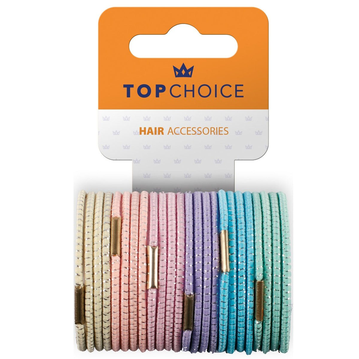 Elastic de par Top Choice, set de 24 bucati asortate, in nuante pastel