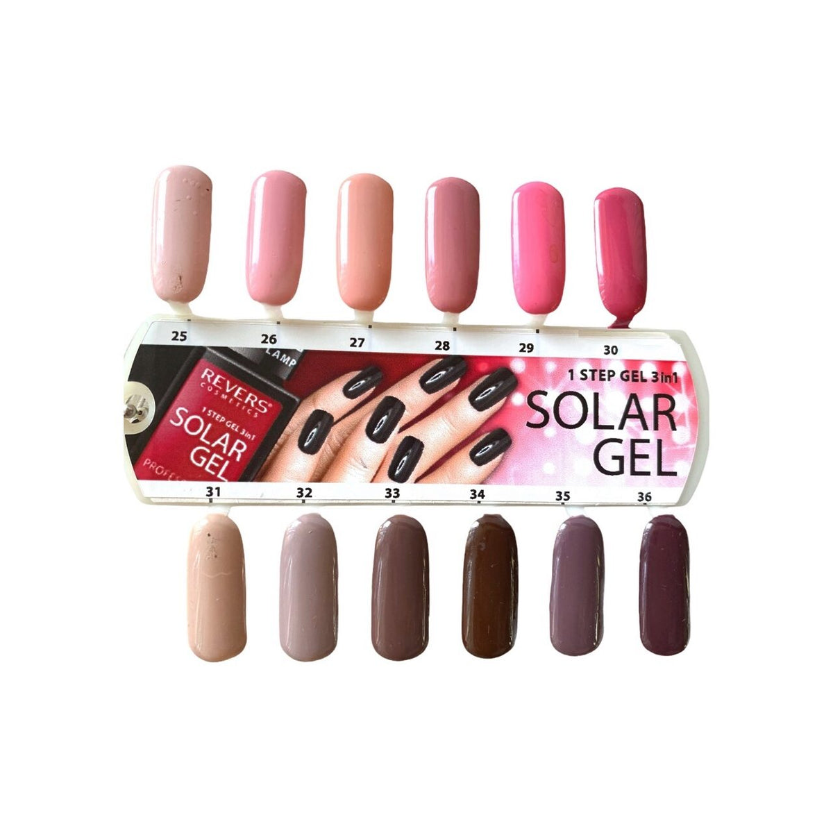 Paletar de culori pentru lacul de unghii, Solar Gel, set II, Revers