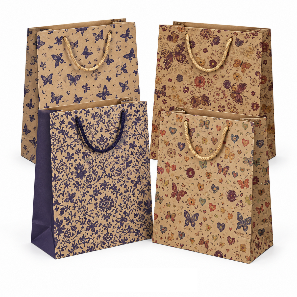 Pungi de cadou Kraft, M, set de 12 buc