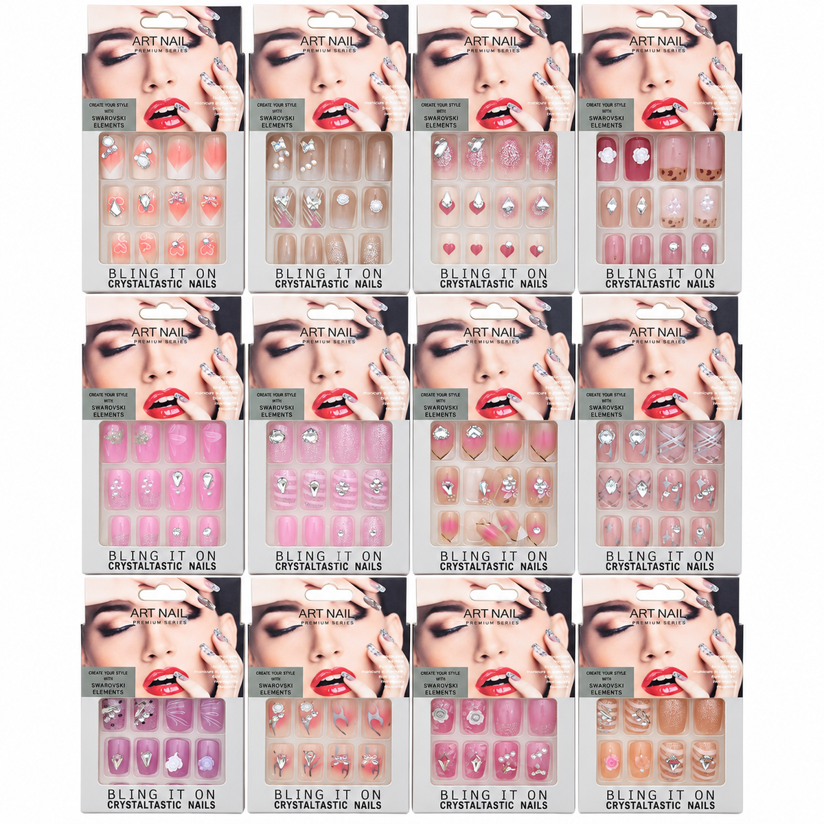 Set mixt unghii false autoadezive press-on Set B (12cutii)