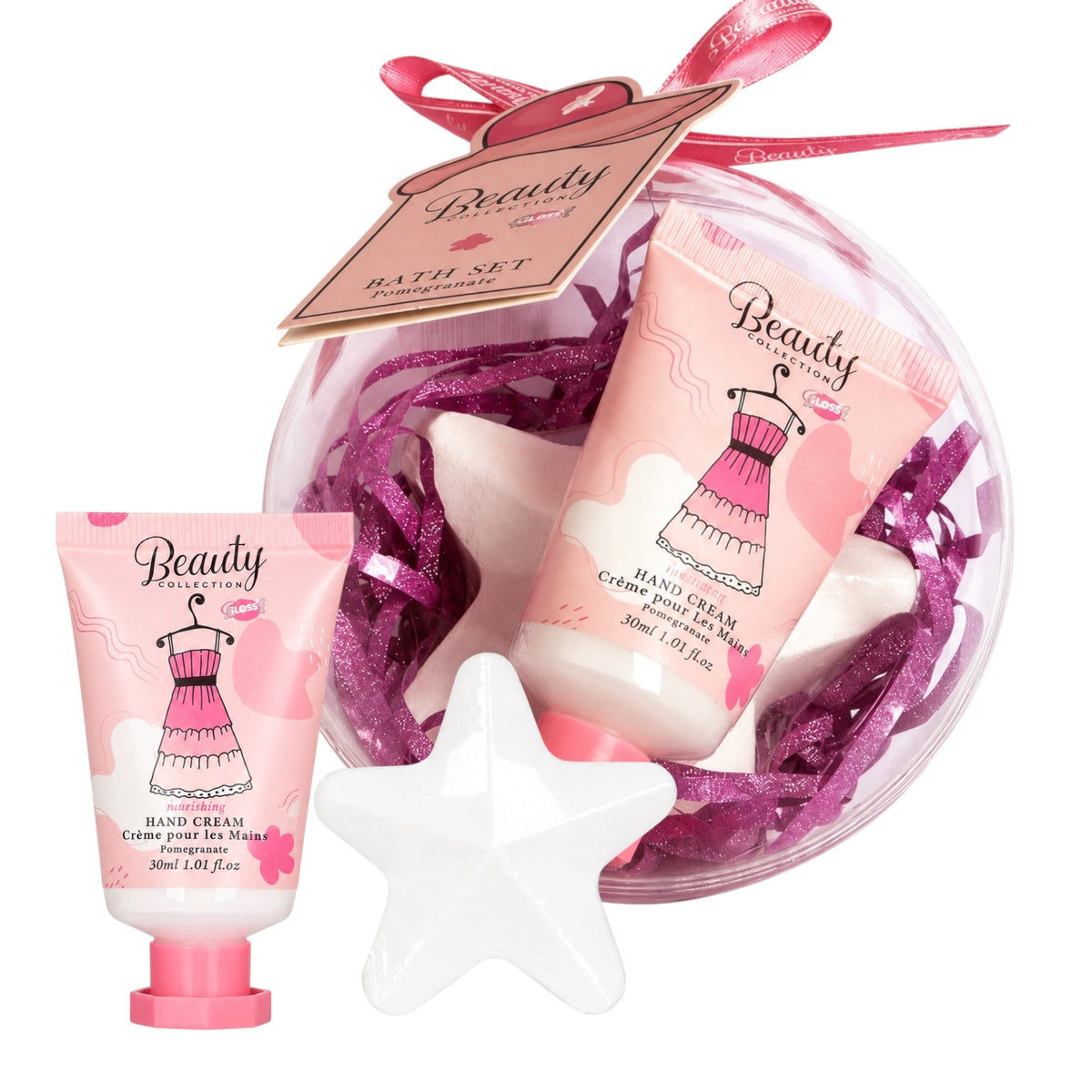 Set cadou dama Beauty Collection, crema de maini si bila efervescenta de baie, 90 ml/g, BC32484