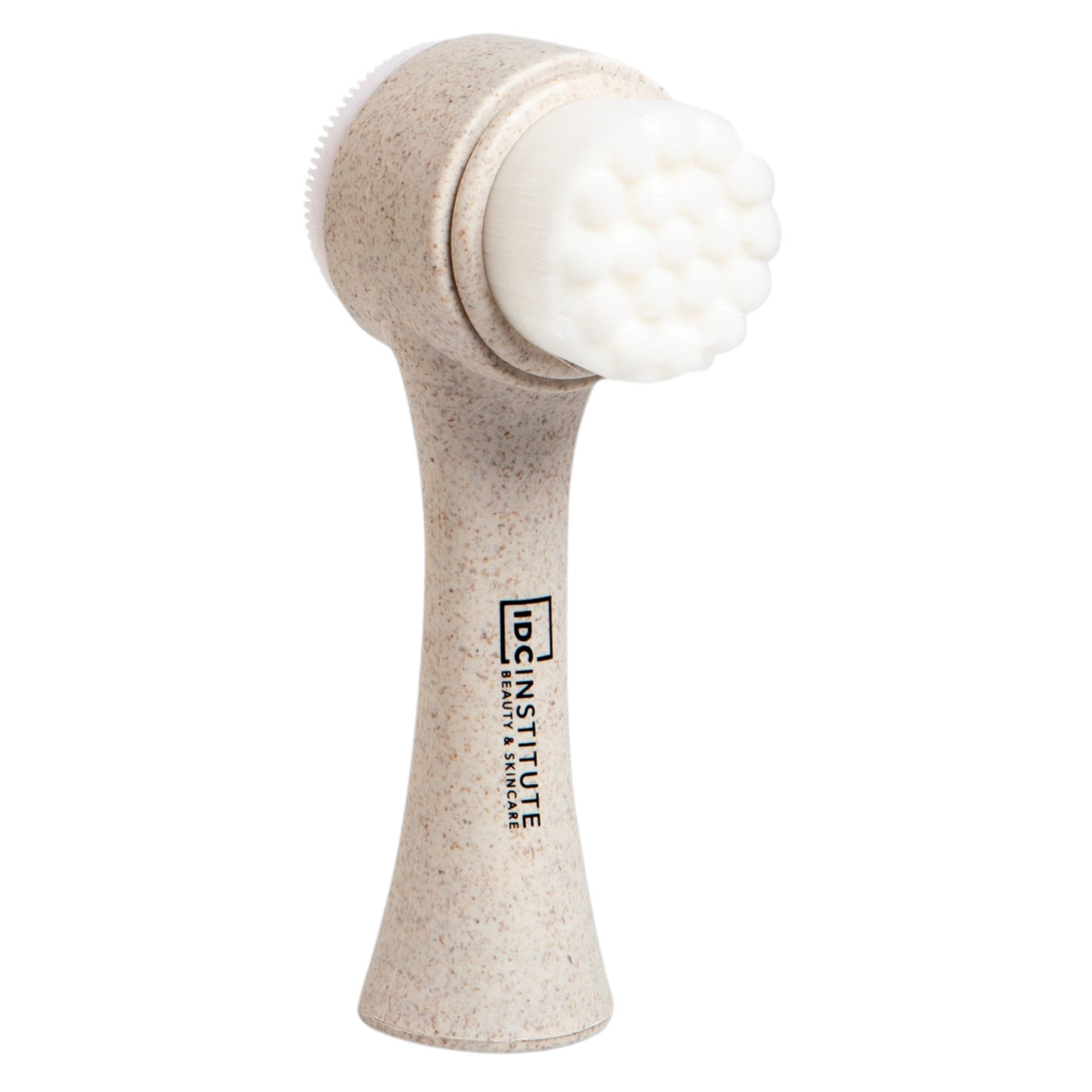 Perie faciala 2 in 1 pentru curatare si exfoliere, cu doua fete, peri fini si peri din silicon, bej, IDC Institute, 20110