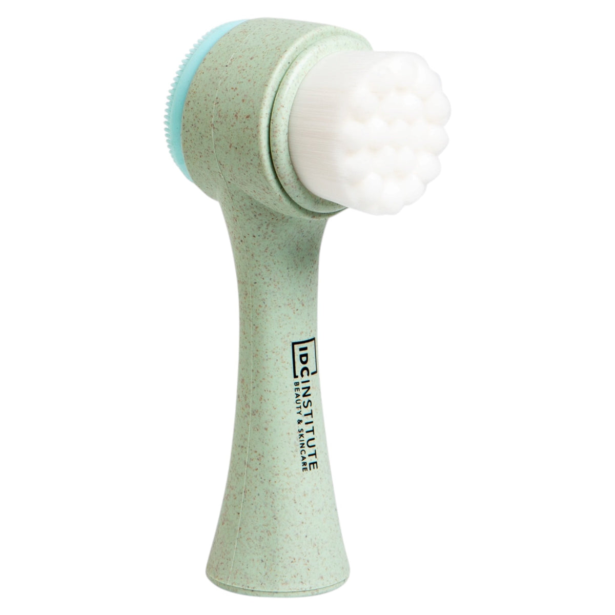 Perie faciala 2 in 1 pentru curatare si exfoliere, cu doua fete, peri fini si peri din silicon, verde, IDC Institute, 20110