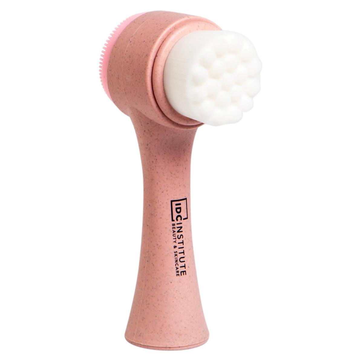 Perie faciala 2 in 1 pentru curatare si exfoliere, cu doua fete, peri fini si peri din silicon, roz, IDC Institute, 20110