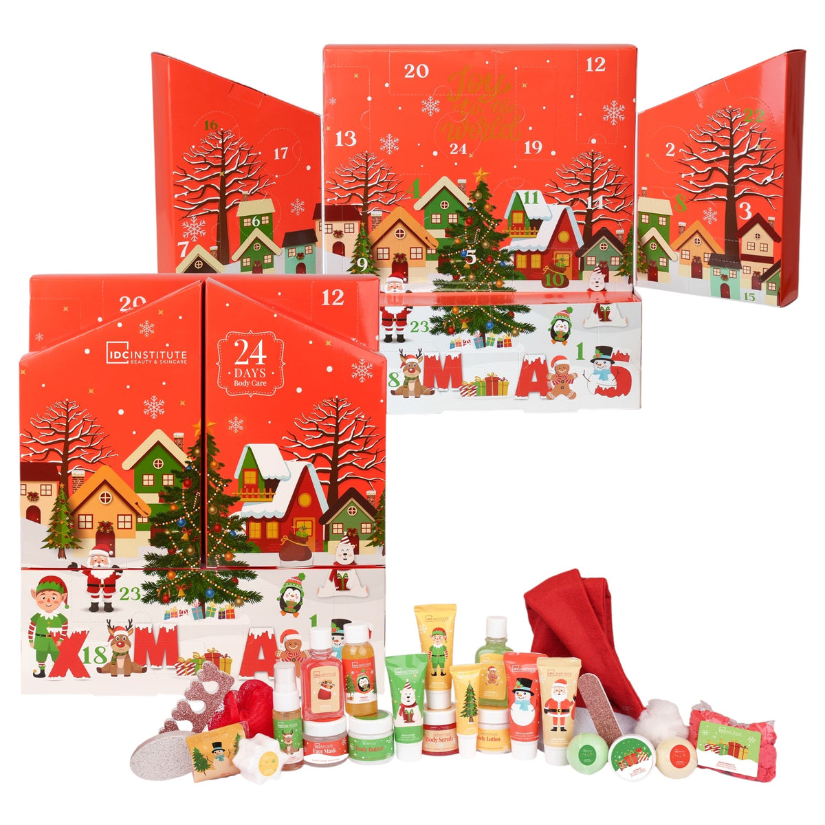 Calendar Advent cu produse de ingrijire si accesorii, 24 produse, 320 ml + 115 g, IDC Institute, 42380