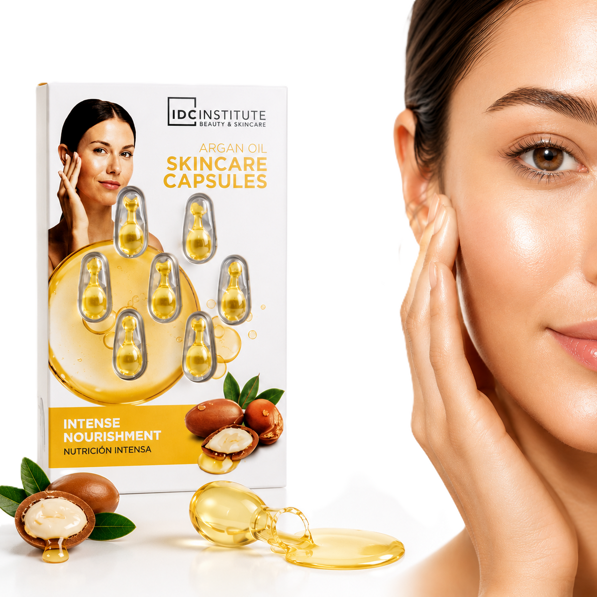 Capsule skincare cu ulei de argan, IDC Institute, Natural Elements, 7 capsule, 68325