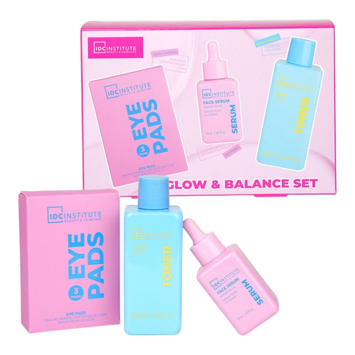 Set hidratant cu tonner, ser si plasturi pentru ingrijirea fetei Glissy Hydra, IDC Institute, 99316