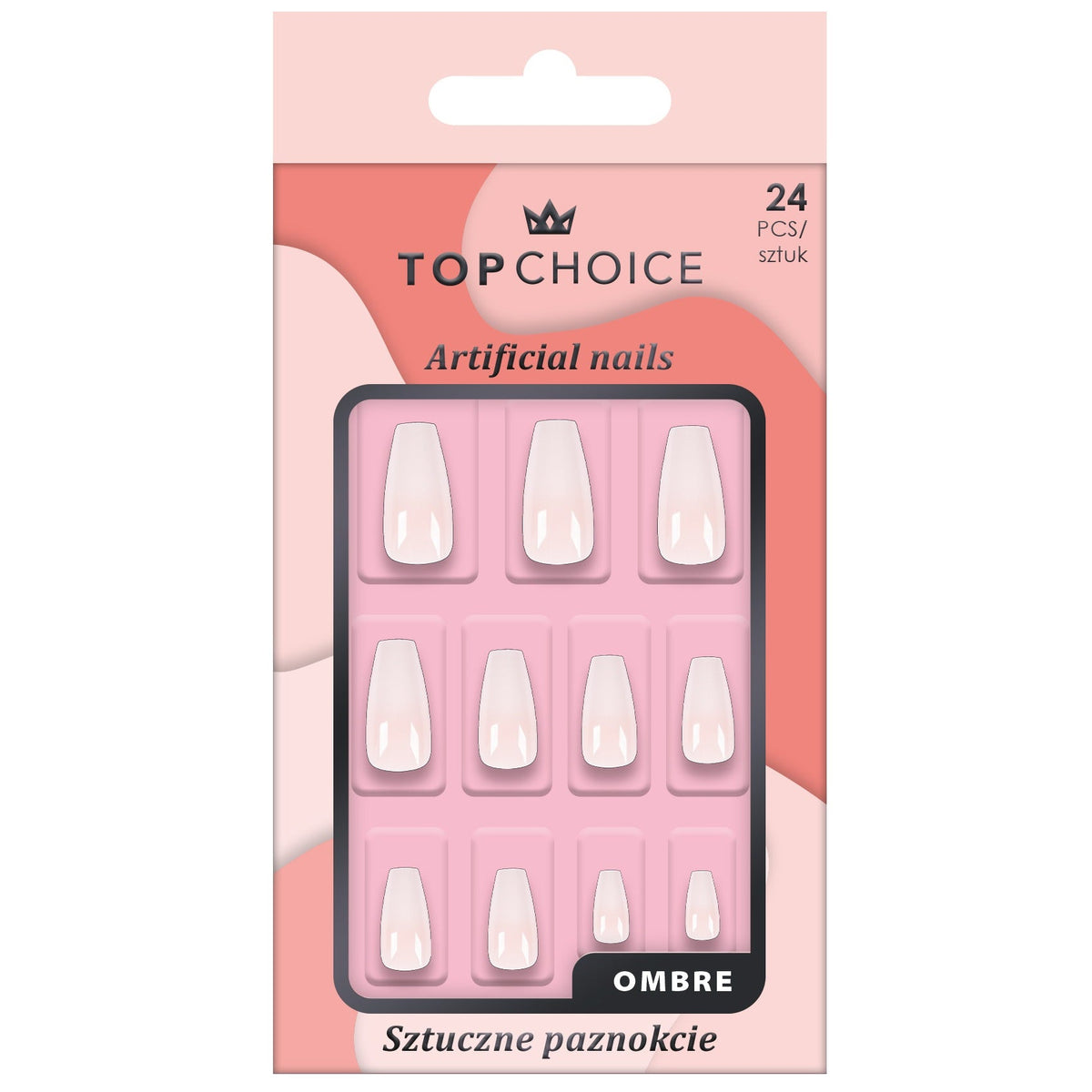 Unghii artificiale Ballerina French, Top Choice 78576, set de 24 buc