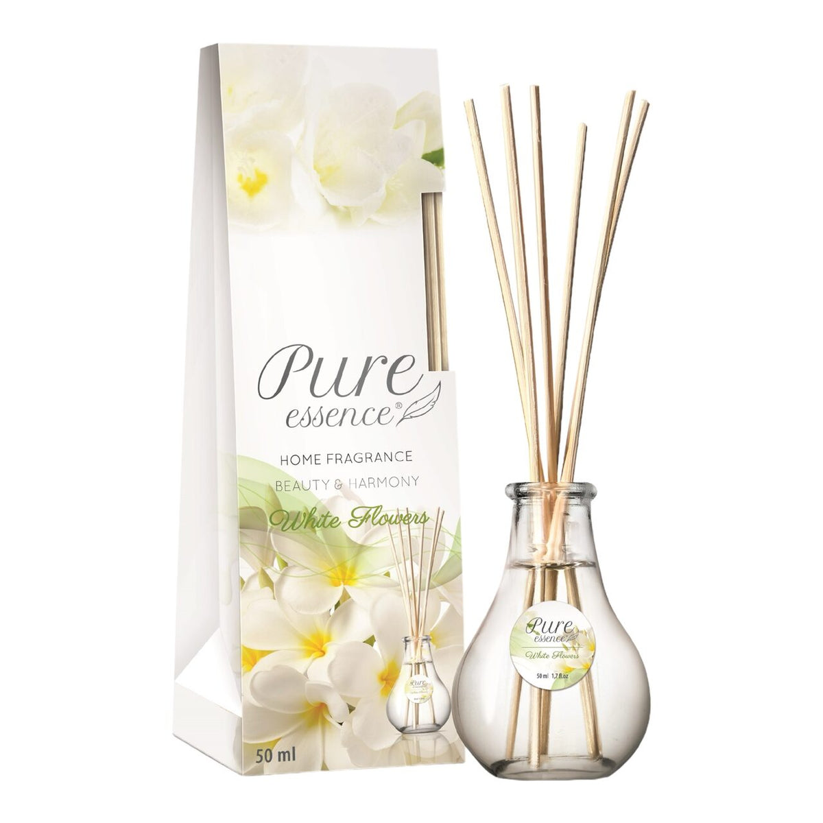 Difuzor cu betisoare parfumate Pure Essence, Flori Albe, Revers, 50 ml