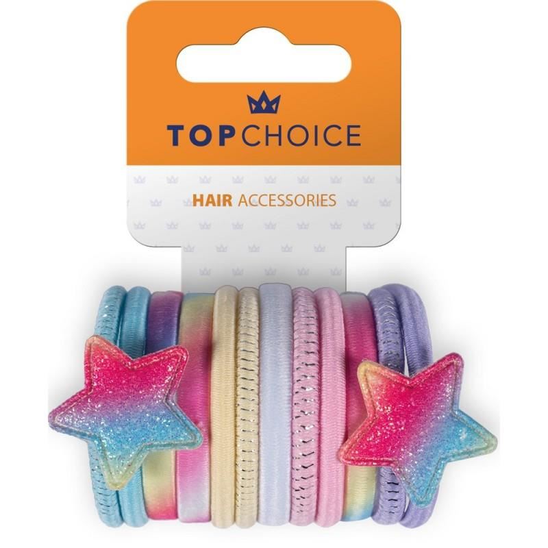 Set 12 elastice de par "Rainbow & Stars", Top Choice TC26393