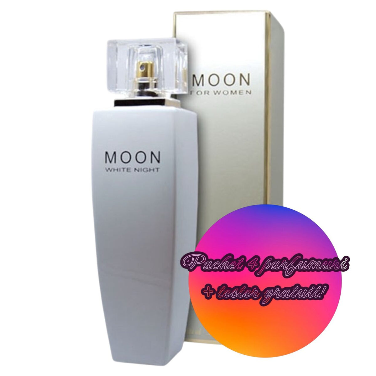 Set 4 Apa de Parfum Cote d'Azur Boston Moon White Night, Femei, 100 ml + Tester GRATUIT