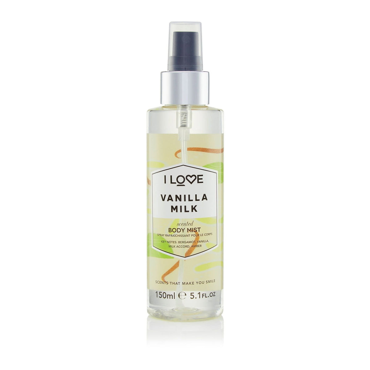I Love, Signature Collection, Vegan, Mist Spray, Vanilla Milk, All Over The Body, 165 ml