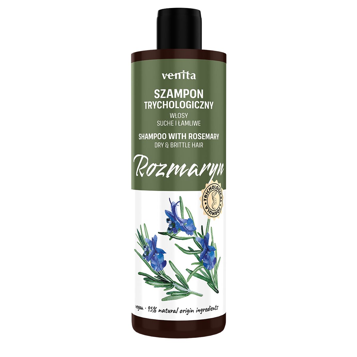 Sampon tricologic cu extract de Rozmarin pentru par uscat si fragil, Venita, 300ml