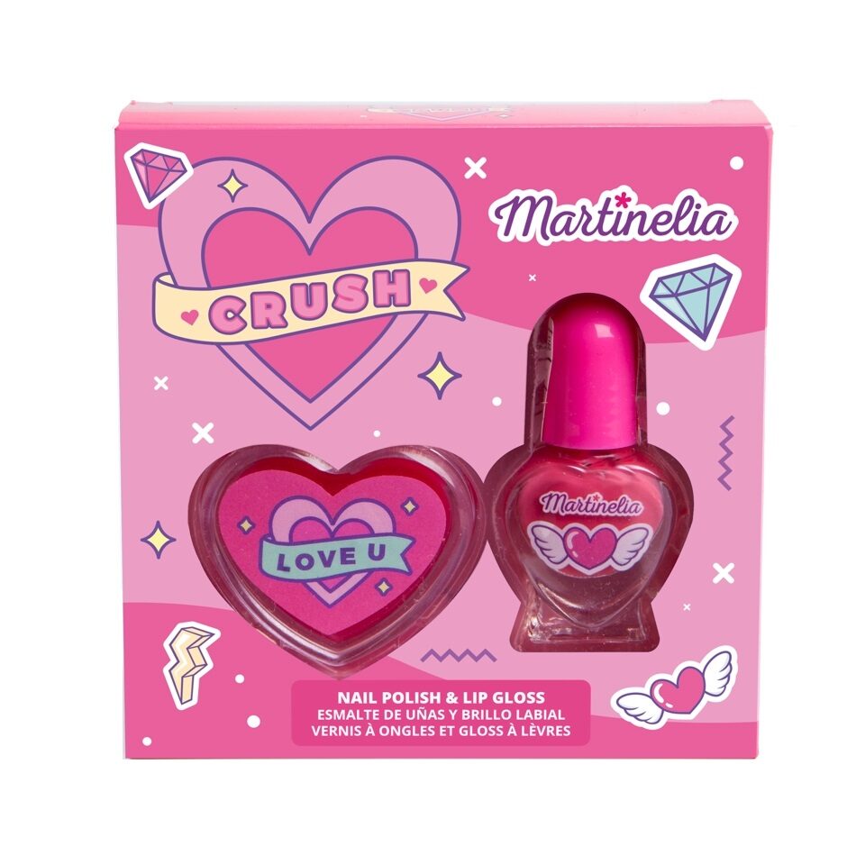 Set gloss de buze si lac de unghii Crush Nail Duo, Martinelia, 82500 - Roz