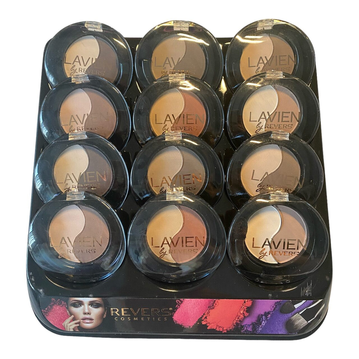 Fard de pleoape in doua nuante, Lavien Duo, Setul 1 mixt, 12 bucati, nuante mate, nude