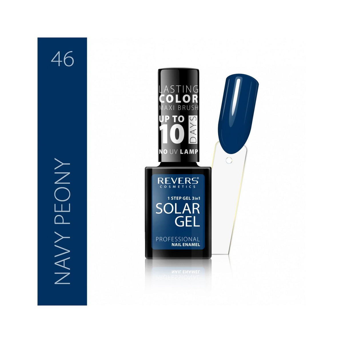 Lac de unghii Solar Gel, Revers, 12 ml, albastru, nr 46, navy peony
