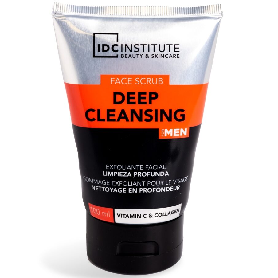 Scrub de față pentru barbati cu Vitamina C și colagen, curățare profundă, IDC Institute 42145, 100 ml