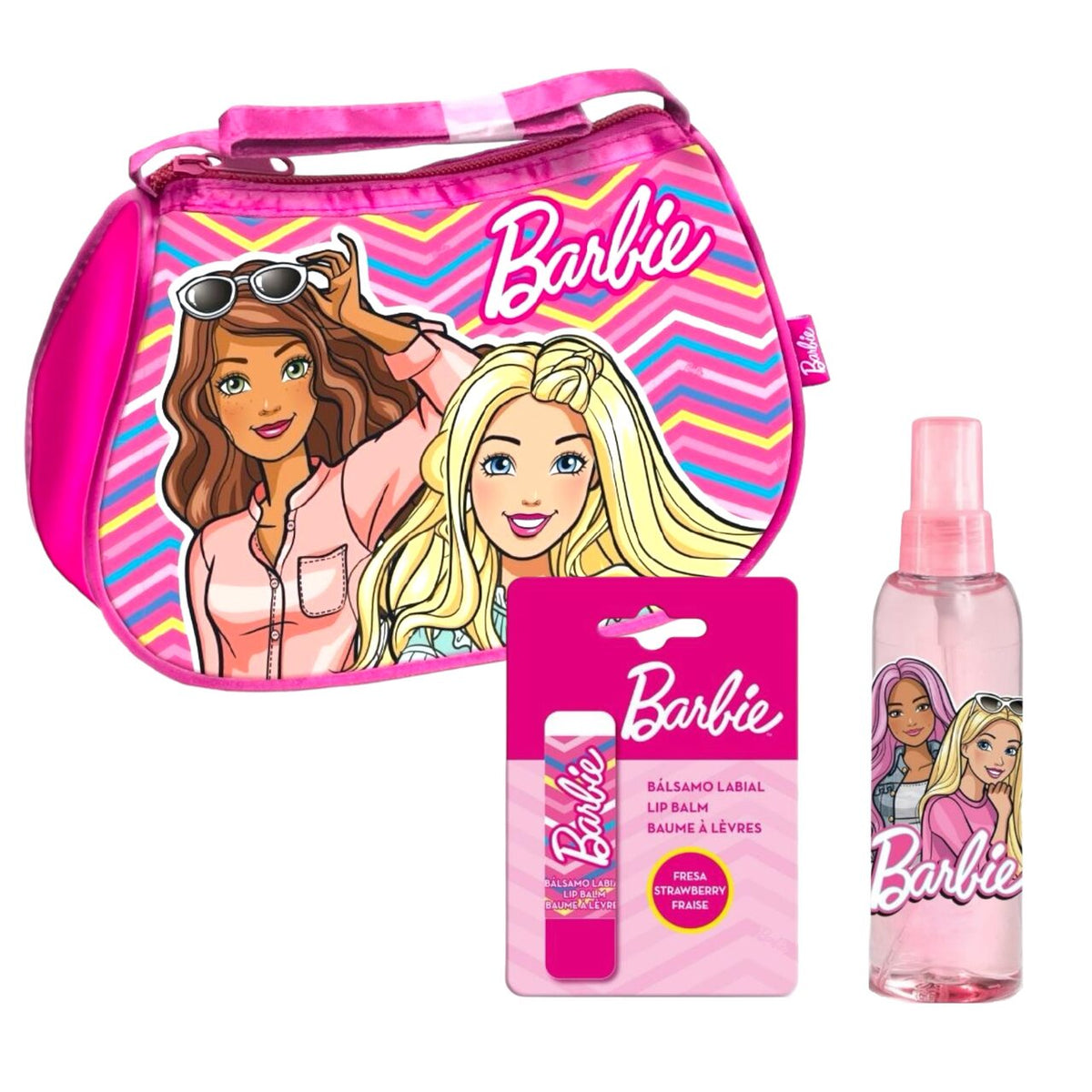 Gentuta cosmetica Barbie, cu balsam de buze si spray pentru corp 100ml, 2047